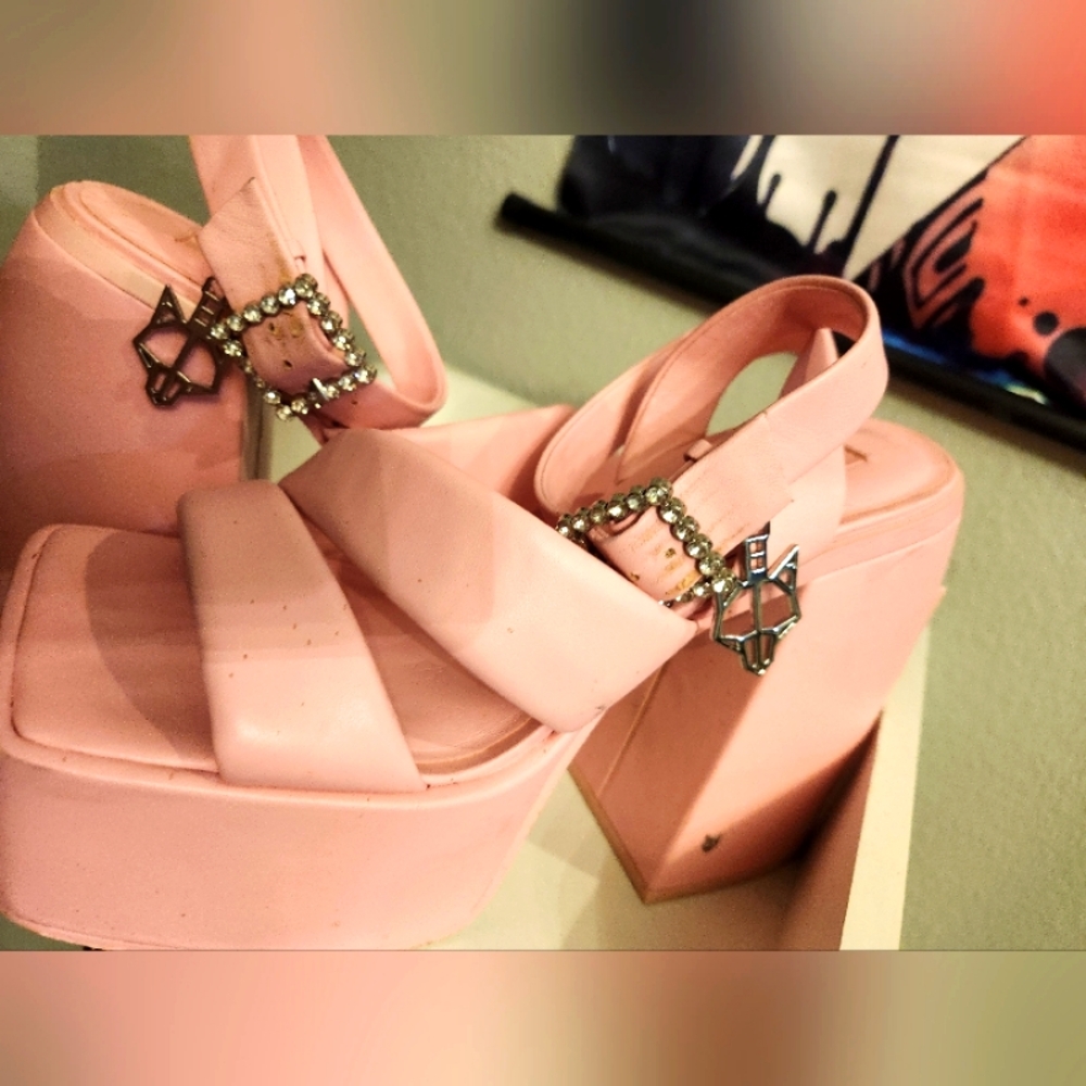 NAKED WOLFE Jingle pink platform sandals size 39 (us 8)